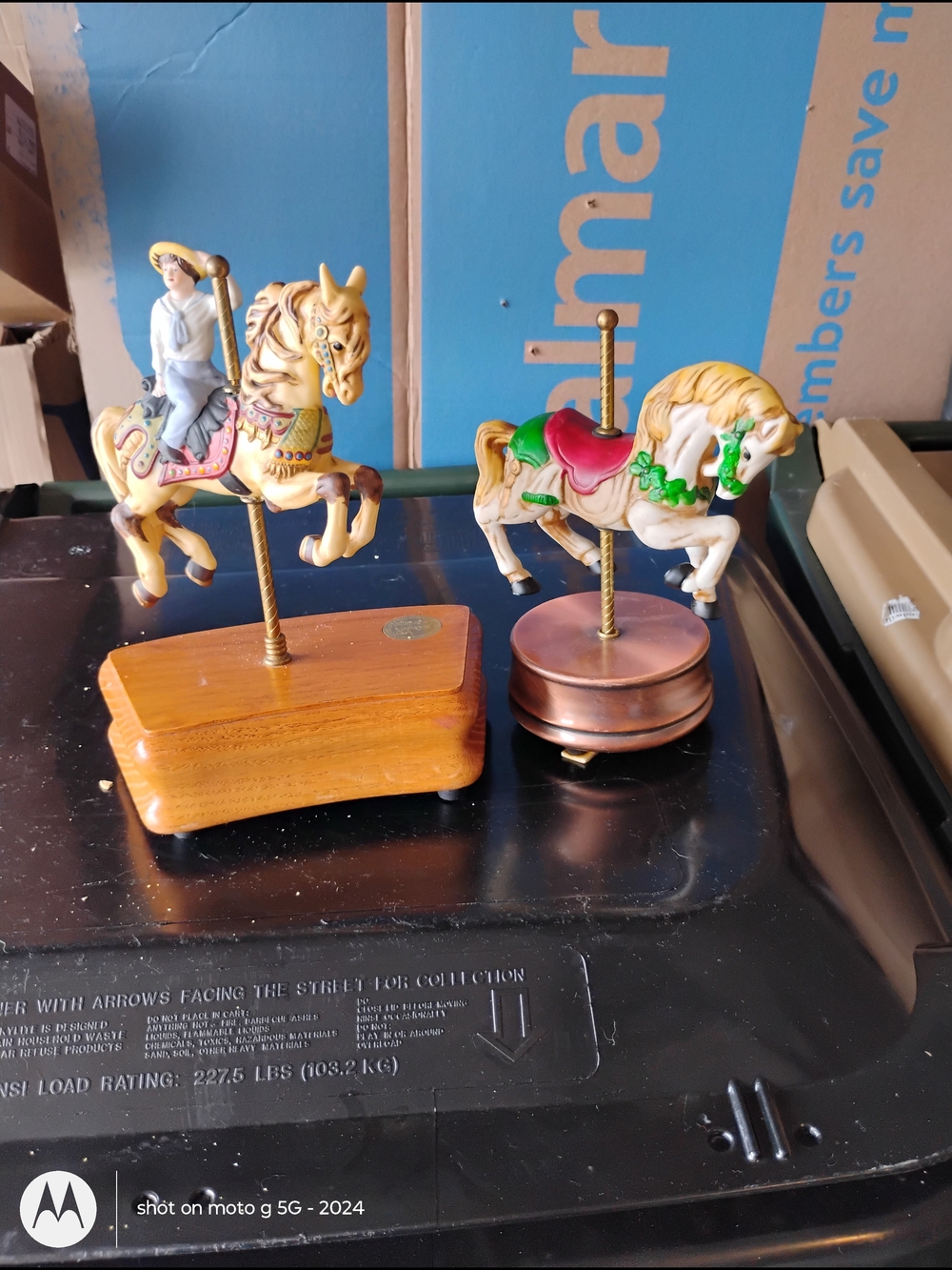 Decorative Carousel Horse Figurine Pair - Cream and Tan